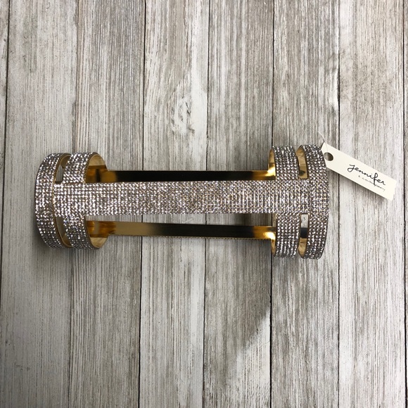 Gold and Rhinestone Wrist Cuff - Picture 2 of 3